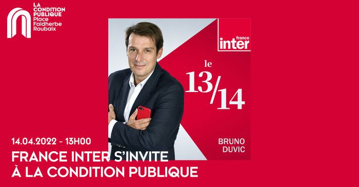 Demain la Condition Publique ouvre dès 13h et se transforme en studio radio le temps d'une heure pour le 13/14 animé par Bruno Duvic. Une émission ouverte au public, venez y assister !