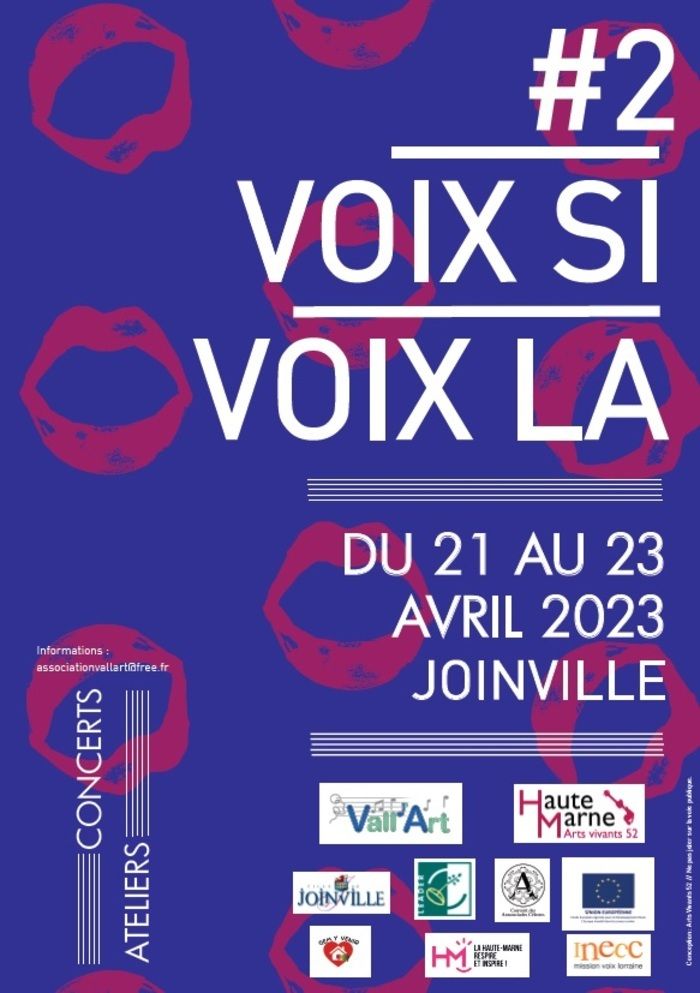 Trois jours de festival autour de la voix : concerts (chœur d'enfants de Vall'Art, groupes VoxpoP et ExeKo, des chœurs joinvillois et haut-marnais), ateliers artistiques animés par des professionnels.