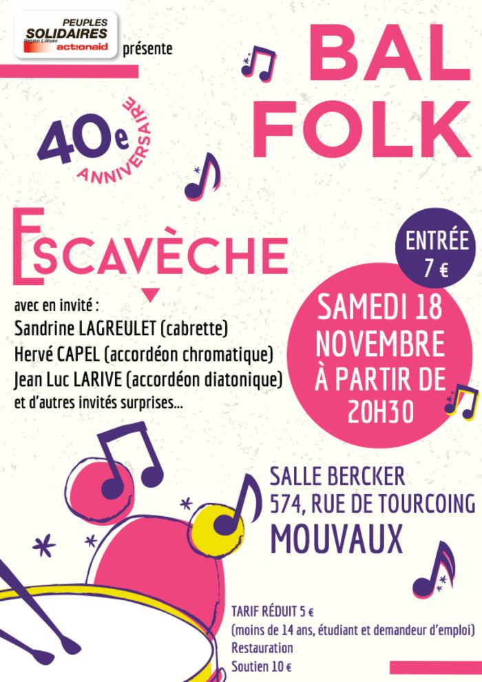 Pour fêter ses 40 ans, Peuples Solidaires organise un bal folk avec le groupe Escavèche