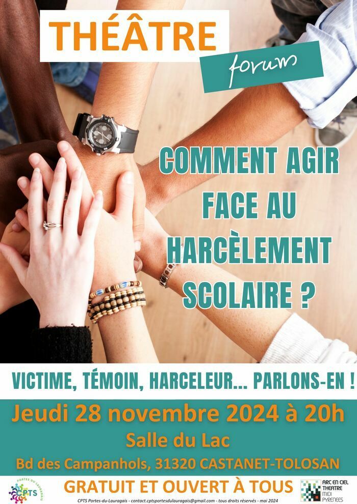 La CPTS Portes-du-Lauragais en collaboration avec l'association Arc-en-Ciel Théâtre, vous propose de participer à un théâtre forum sur le thème du harcèlement scolaire.