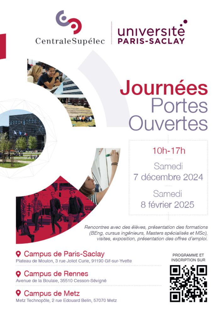 Les trois campus de CentraleSupélec (Rennes, Metz et Paris-Saclay) ouvrent leurs portes au public le 7 décembre 2024.