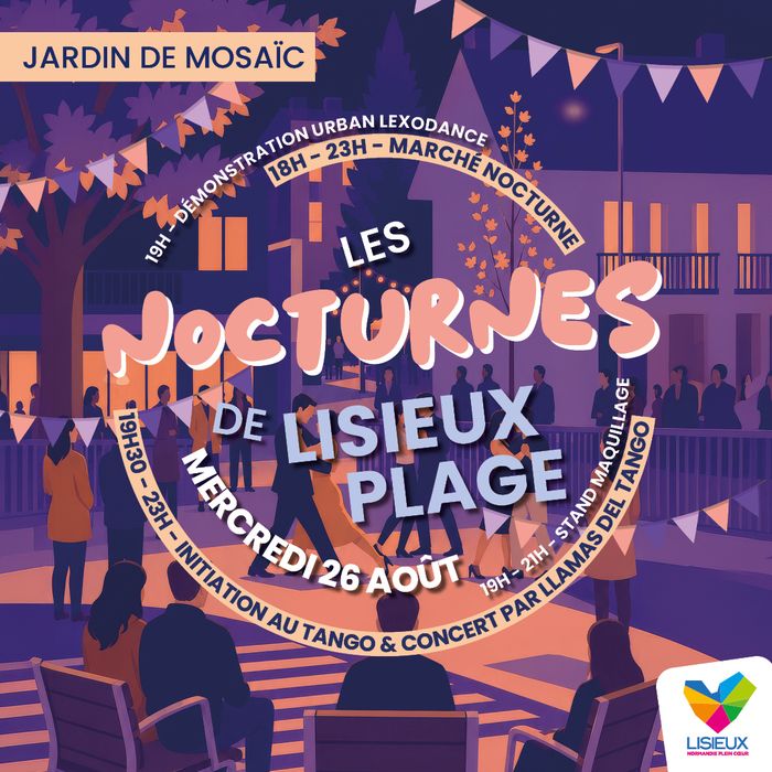 Marché nocturne, animations, initiation au tango et concert à Lisieux plage.