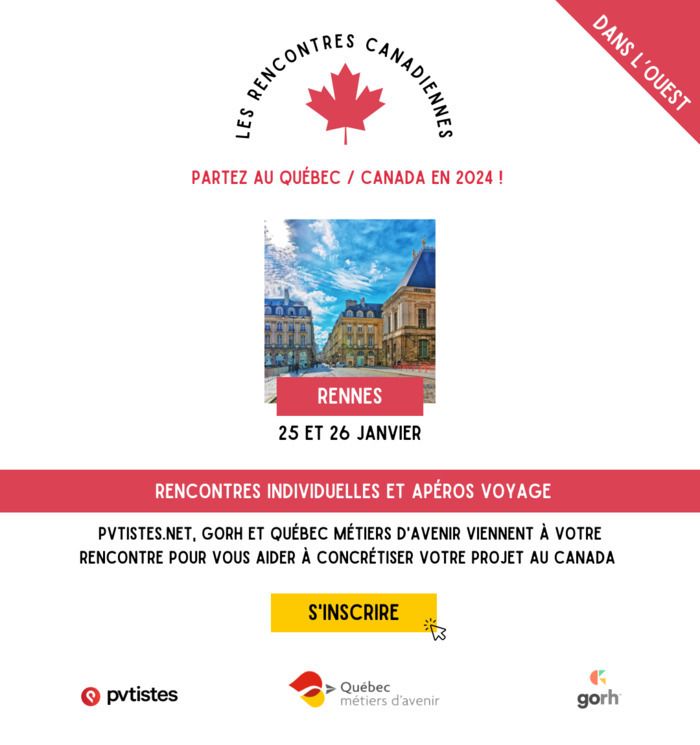 Pour cette 2ème édition des Rencontres canadiennes,  Québec métiers d'avenir, PVTistes et GoRh se déplacent à Rennes pour proposer aux intéressés les différentes options pour partir au Québec.