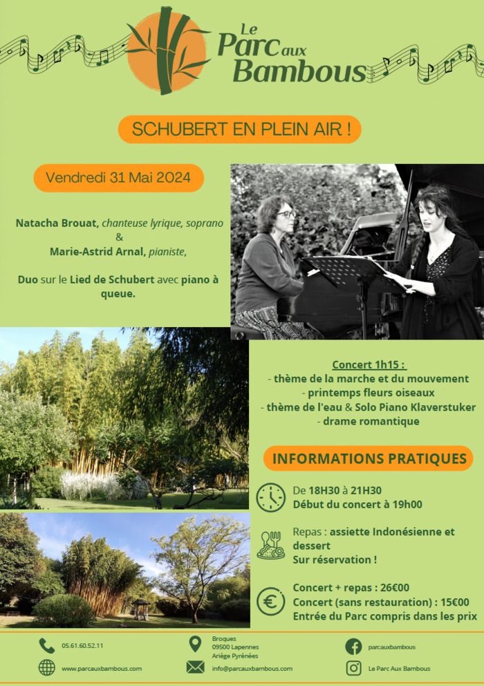 Besuchen Sie den Park am Samstag und Sonntag frei und genießen Sie am Freitagabend ein Schubert-Konzert!