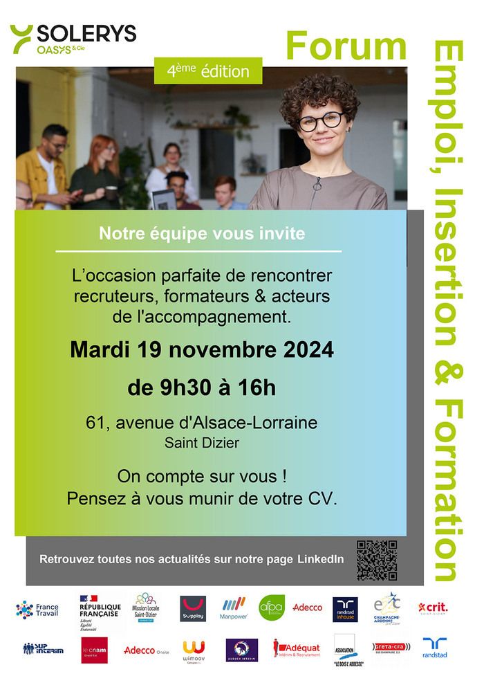 Rencontrez recruteurs, formateurs et acteurs de l'accompagnement lors de cette journée dédiée à l'emploi et à la formation.