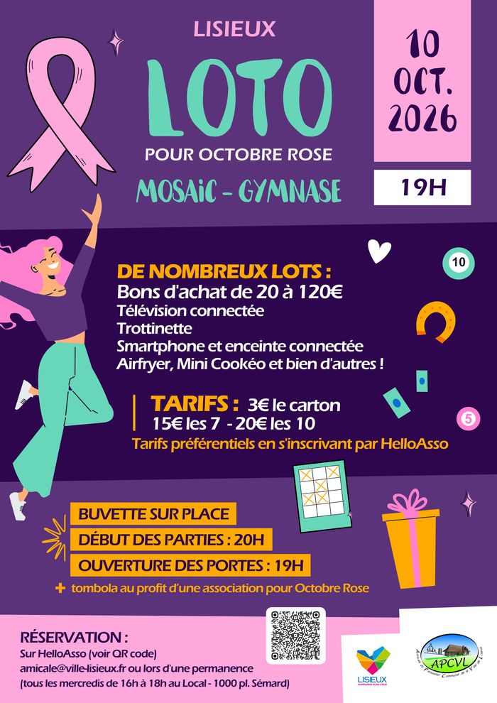 L'Amicale de la Ville de Lisieux vous invite à son loto le 10 octobre au gymnase de Mosaic !