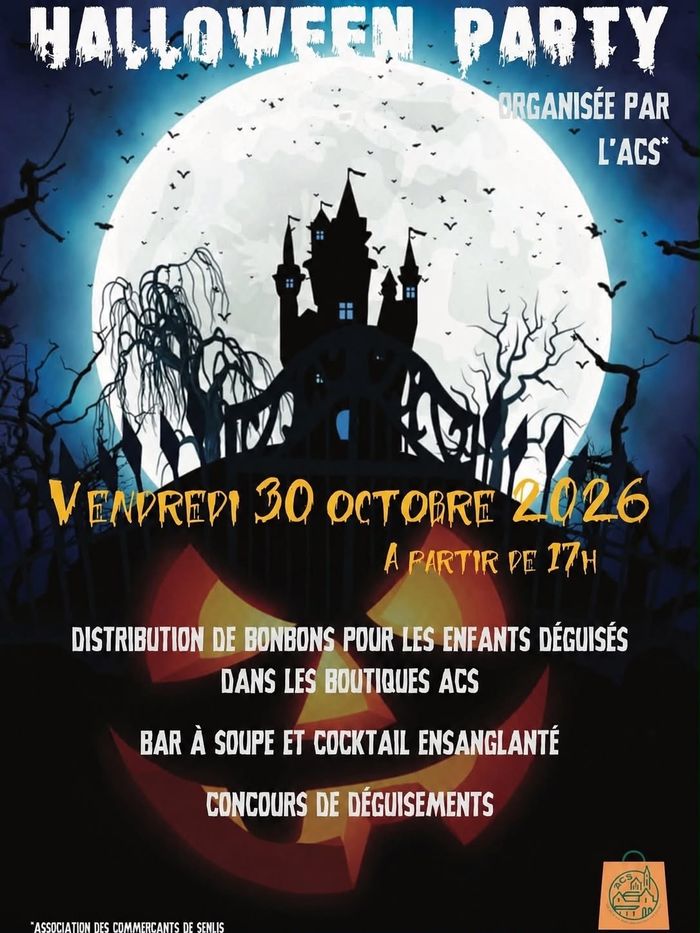 Distribution de bonbons pour les enfants déguisés dans les boutiques de l'ACS / Bar à soupe / Cocktails ensanglantés / Concours de déguisement