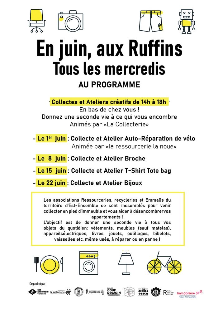 Collecte et Atelier de réparation de vélo, Quartier Ruffins