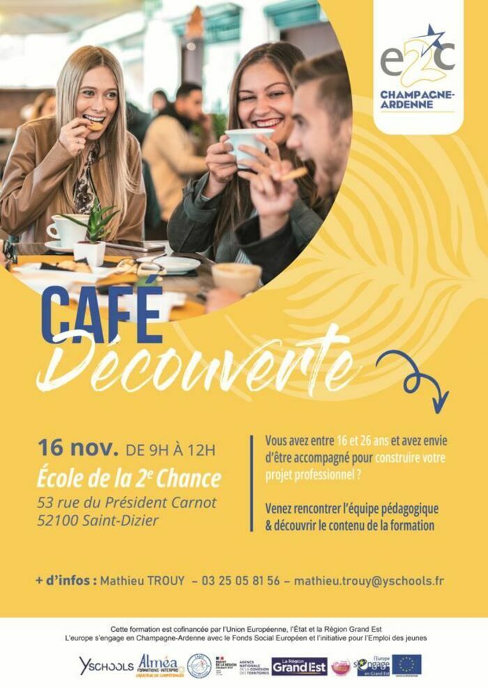 L'E2C organise son café découverte afin de proposer aux jeunes entre 16 et 26 ans un accompagnement dans leur projet professionnel.