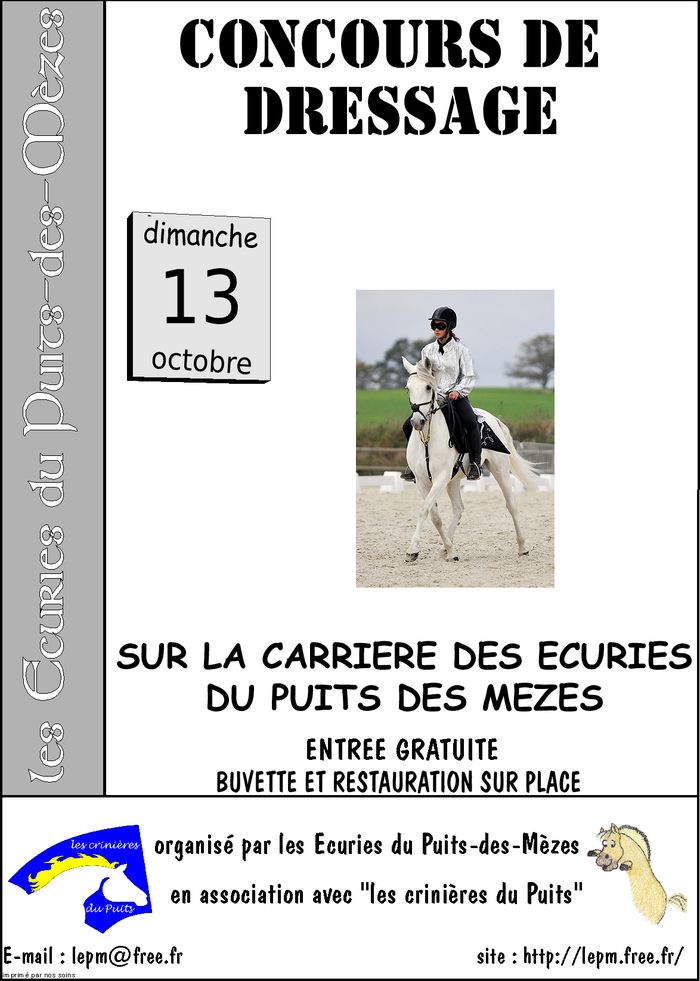 Concours de Dressage, épreuves Amateurs, Club et Poney