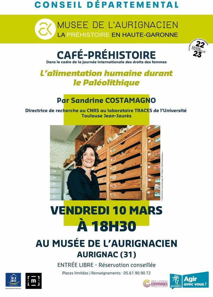 Sandrine Costamagno, directrice de recherche au CNRS au laboratoire TRACES, évoquera l'alimentation humaine durant le Paléolithique.