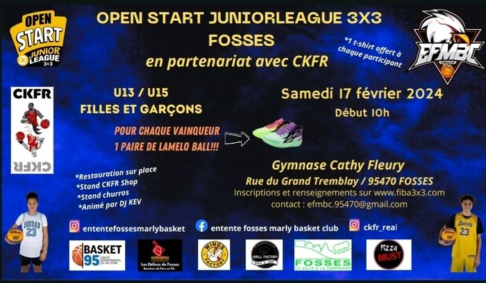 Tournoi de basket 3x3, catégories U13 et U15 filles / garçons