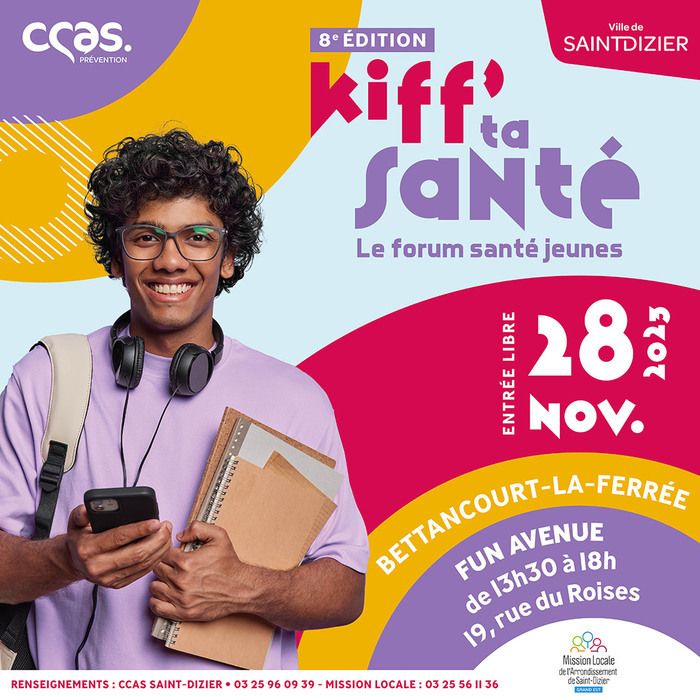 Le Centre Communal d’Action Sociale (CCAS) de Saint-Dizier organise mardi 28 novembre la 8e édition de son forum « Kiff ta santé », à destination des jeunes de 16 à 25 ans.