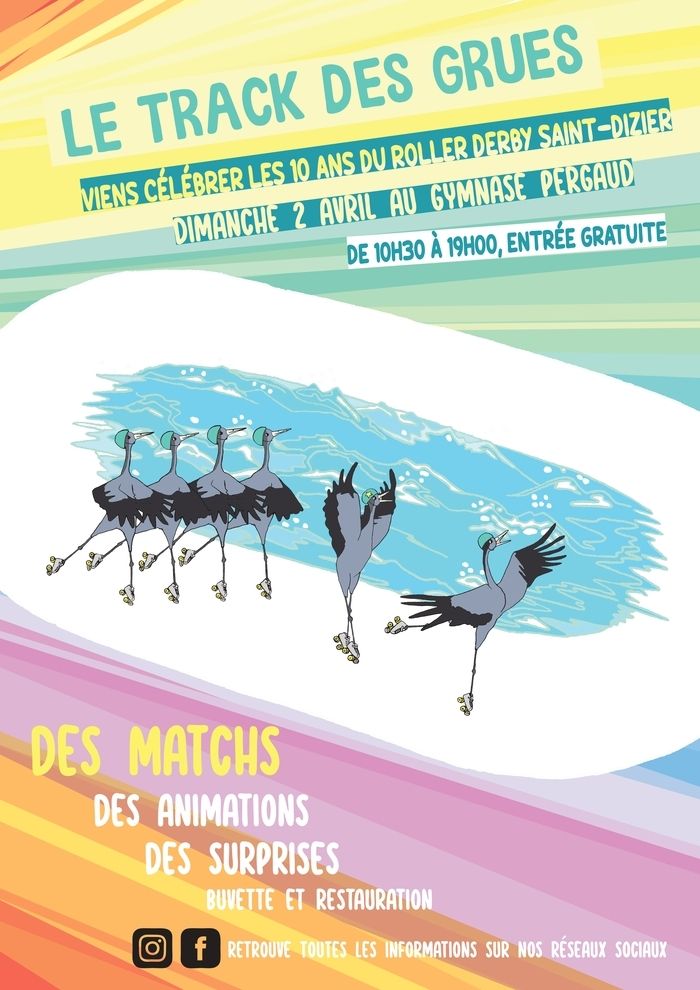 Le 2 avril, les Grues'luches du Der'By vous attendent nombreuses et nombreux pour venir célébrer les 10 ans du club de Roller Derby de Saint-Dizier !