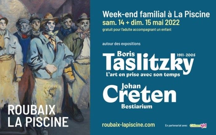 Le temps d’un week-end, les familles sont spécialement invitées à La Piscine pour découvrir les expositions "Boris TASLITZKY : L’art en prise avec  son temps" et "Johan CRETEN : Bestiarium"