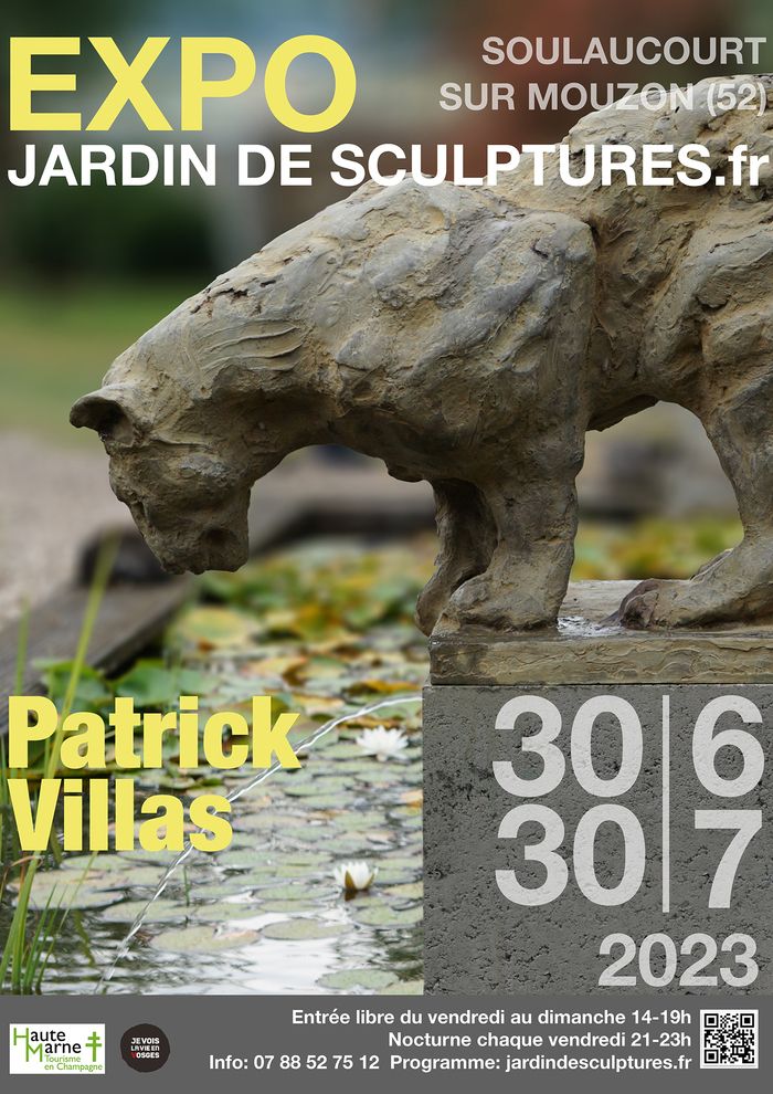 Exposition de tableaux et sculptures (semi) monumentales par Patrick Villas au Jardin de Sculptures