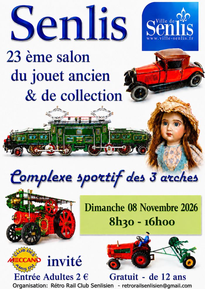 Le RétrO Rail Club Senlisien organise sa 23ème édition du Salon du jouet ancien et de collection, exposition et bourse d'échange de jouets anciens et de collection. Buvette et restauration sur place.
