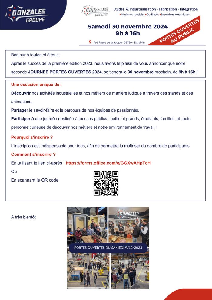 GROUPE GONZALES - PORTES OUVERTES - SAMEDI 30/11/2024