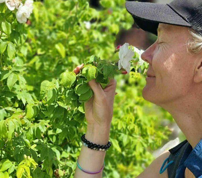 Eingebettet in die üppige Natur, treffen Sie auf eine der wunderbaren duftenden Blumen des Gartens der Cimes, die für diesen Anlass ausgewählt wurden.