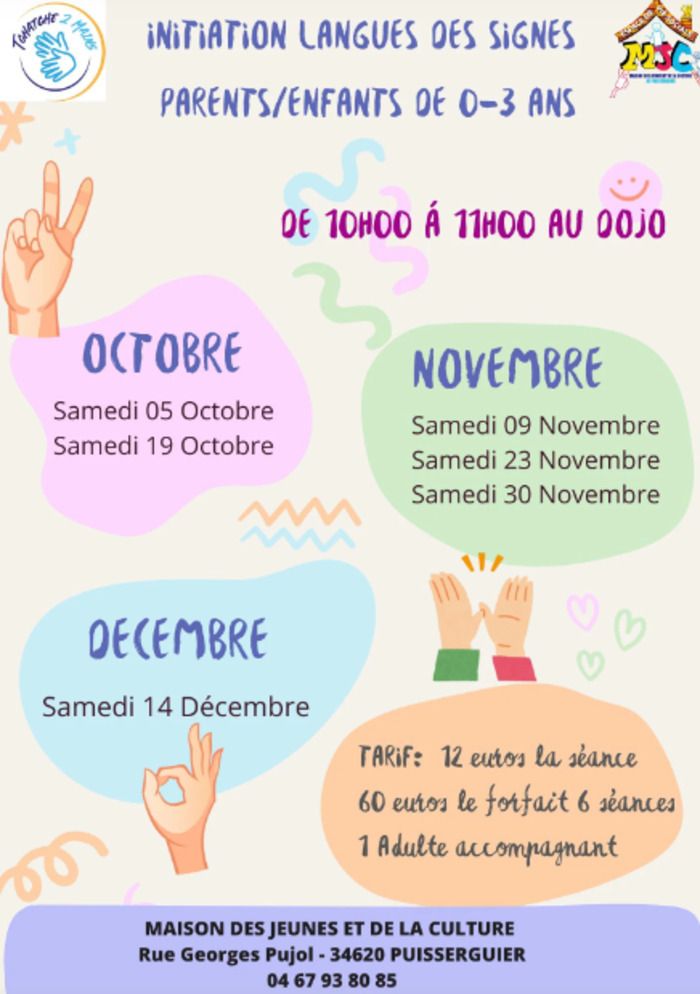 Apprentissage de signes animaux, émotions, noël … Les cours se dérouleront au DOJO