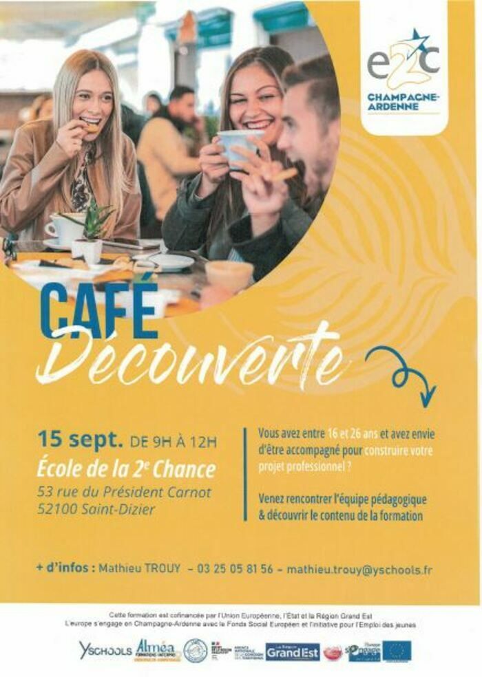 L'E2C organise son café découverte afin de proposer aux jeunes entre 16 et 26 ans un accompagnement dans leur projet professionnel.