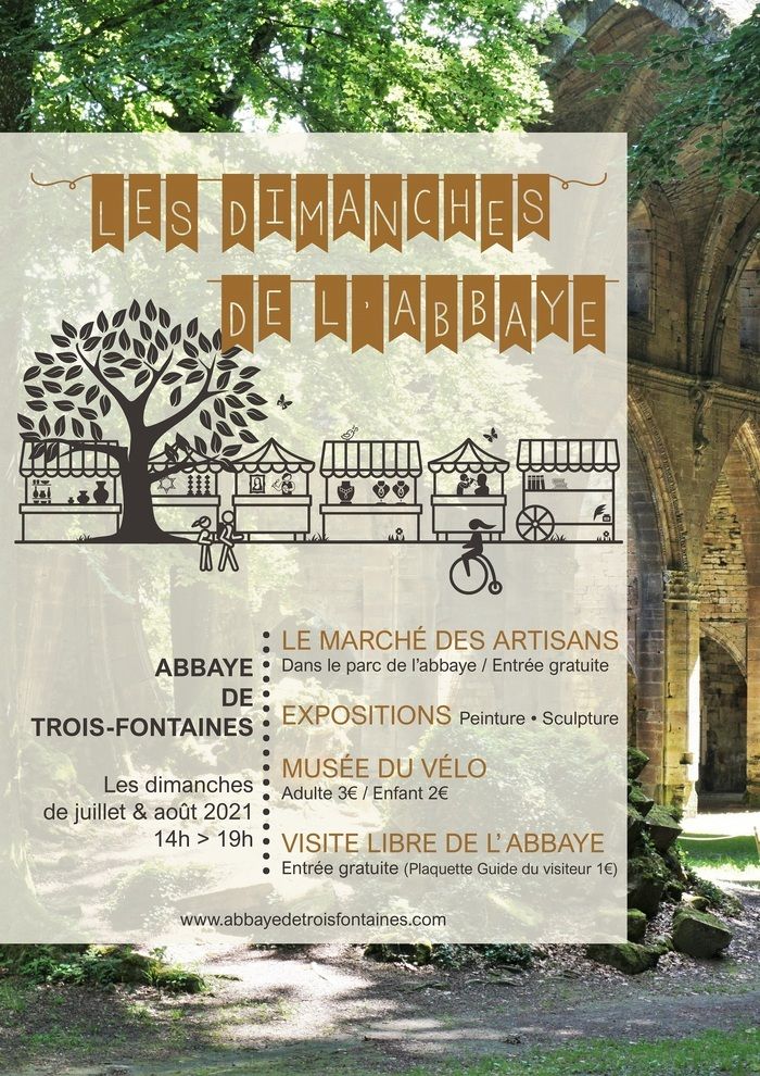 Dans le cadre des Dimanches de l’abbaye, retrouvez tous les dimanches de juillet & août de 14h à 19h à l’Abbaye de Trois-Fontaines : Les marchés artisanaux & Expositions, le Musée du Vélo.