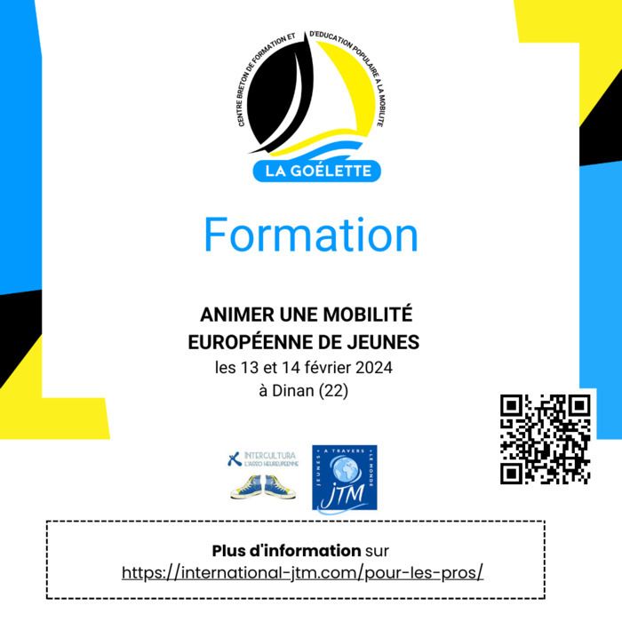 📢 Il reste des places !!!
    💡 Formation La Goélette : animer une mobilité européenne de jeunes
    📅 Les 13 et 14 Février 2024
    📍 Dinan