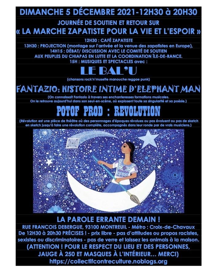 de 12H30 à 20H30 - Projection, débat, concert et spectacle