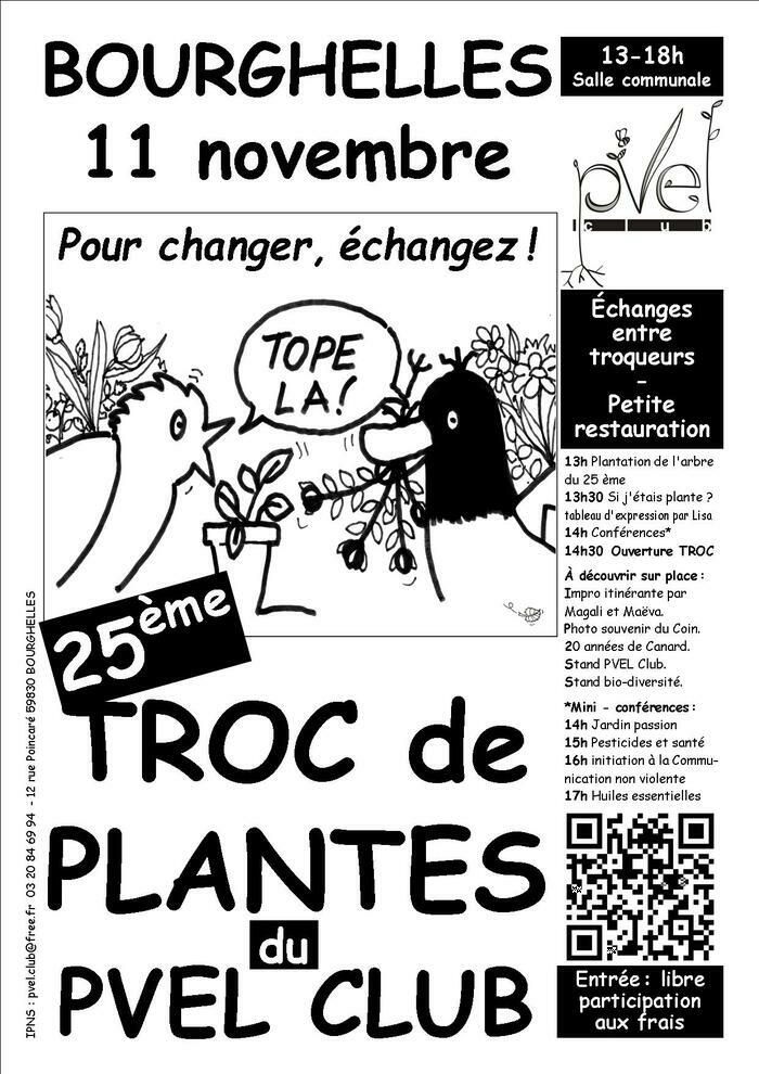 Dès 13h : Animations                                                                                14h30 : Échanges entre troqueurs (graines, arbustes, livres… et tout ce qui concerne le jardin).