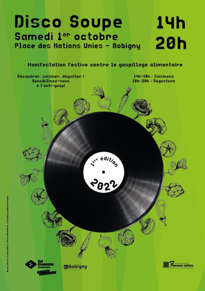 Est Ensemble lance sa deuxième édition de disco soupe à l'occasion de la fête de quartier place des nations unies à Bobigny, en partenariat avec la ville et les femmes relais.