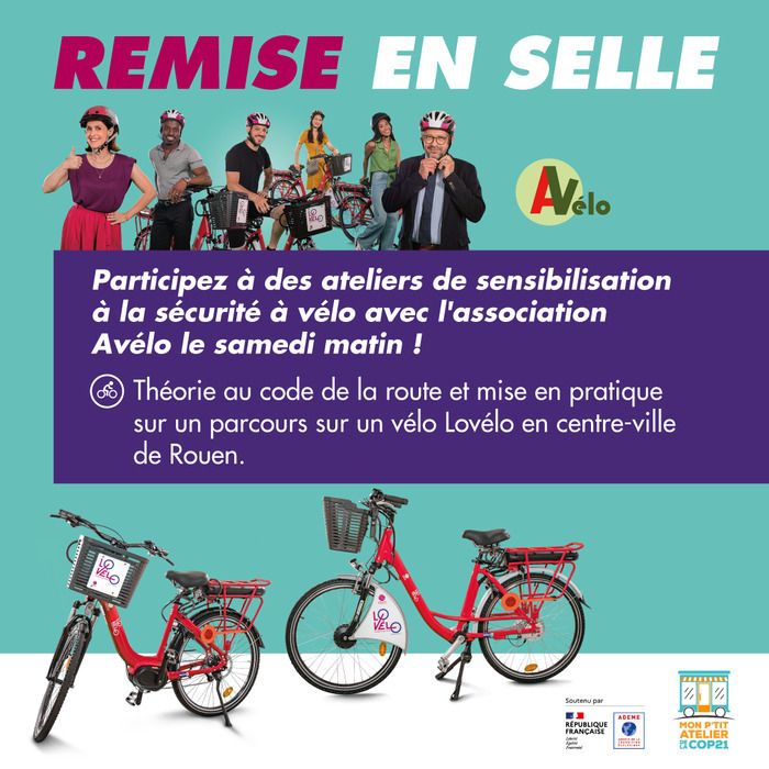 Mon P’tit Atelier de la COP21 et la Vélostation de la Métropole Rouen Normandie vous proposent un temps dédié au vélo en ville.