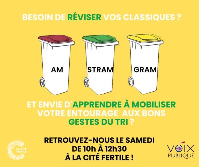 Pour réduire la production des déchets et augmenter le passage à l'action au geste de tri, Est Ensemble propose à ses habitants de se former aux bonnes pratiques à partager à leur entourage.