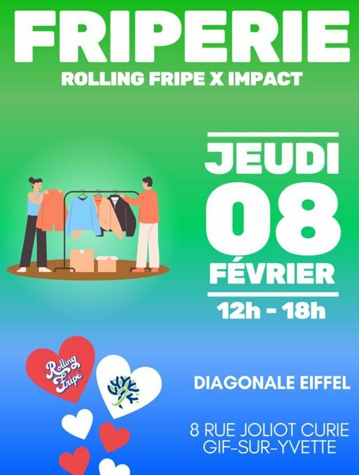 Impact, organise la venue d'une friperie (Rolling frip') le jeudi 08/02 sur le campus de Paris-Saclay diagonale bâtiment Eiffel