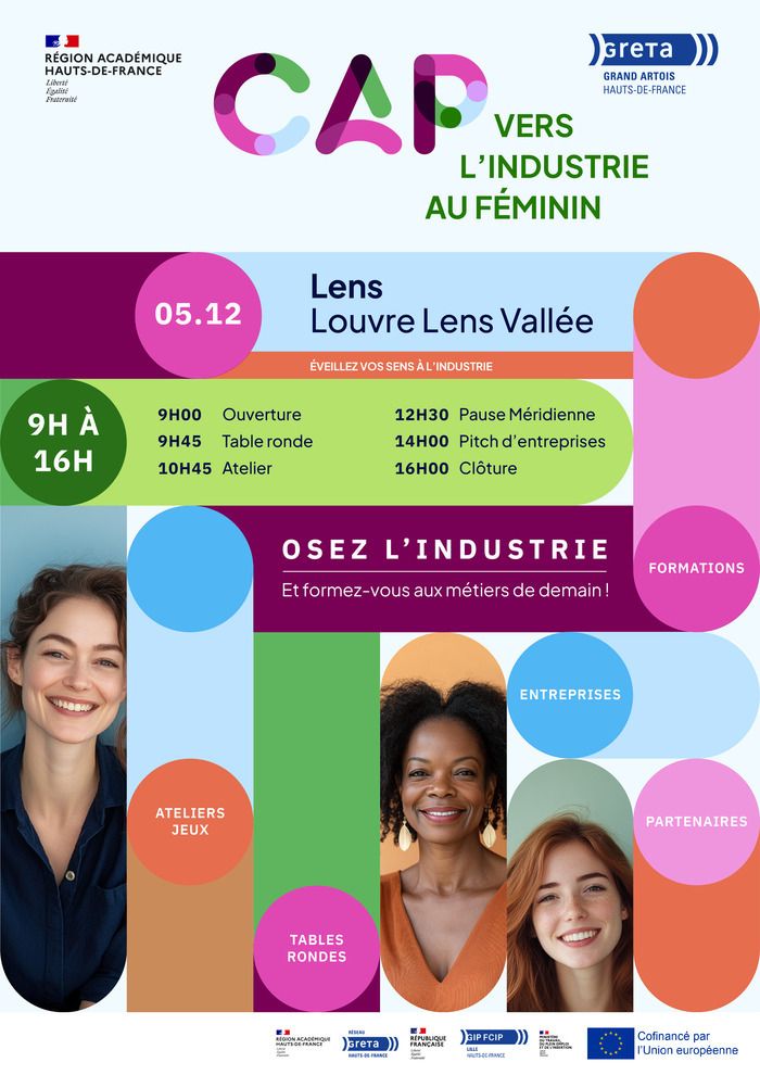 Le 5 décembre, rendez-vous au Louvre Lens Vallée, pour « Cap vers l’Industrie au Féminin », un projet FSE+, co-financé par l’Union Européenne.