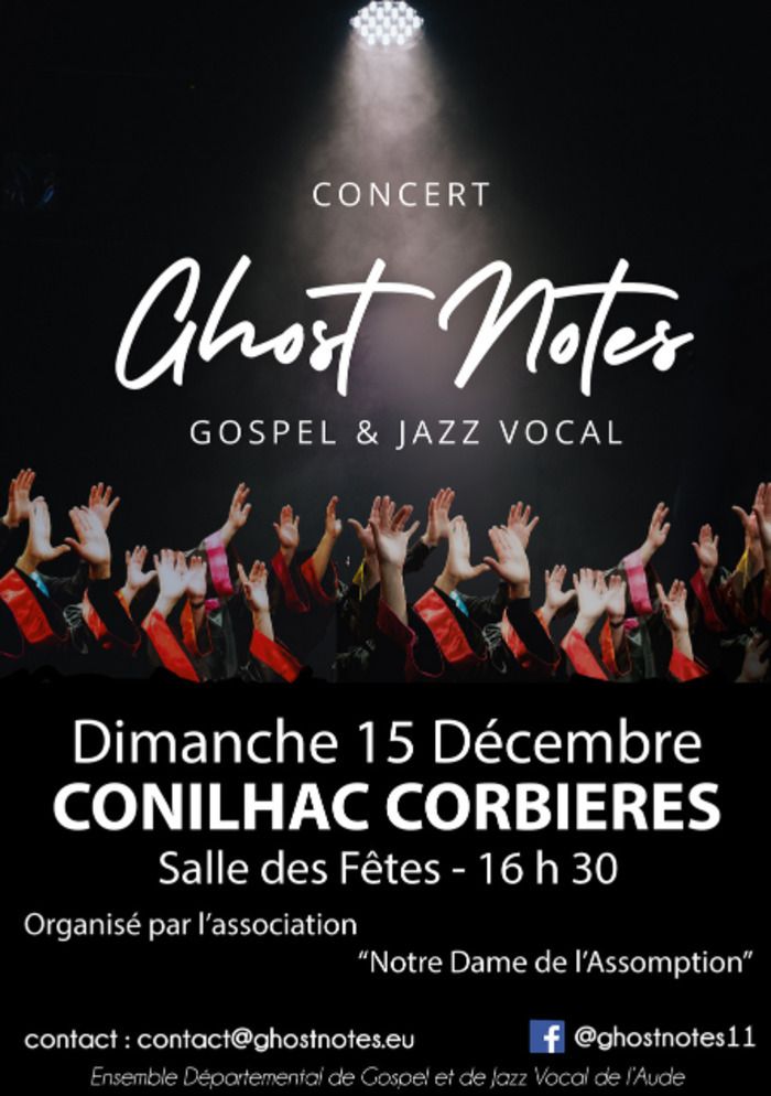 Concert de soutien organisé par l’association Notre Dame de l’Assomption au profit de la rénovation des vitraux de l’église de Conilhac avec le Choeur départemental de jazz vocal et de gospel.