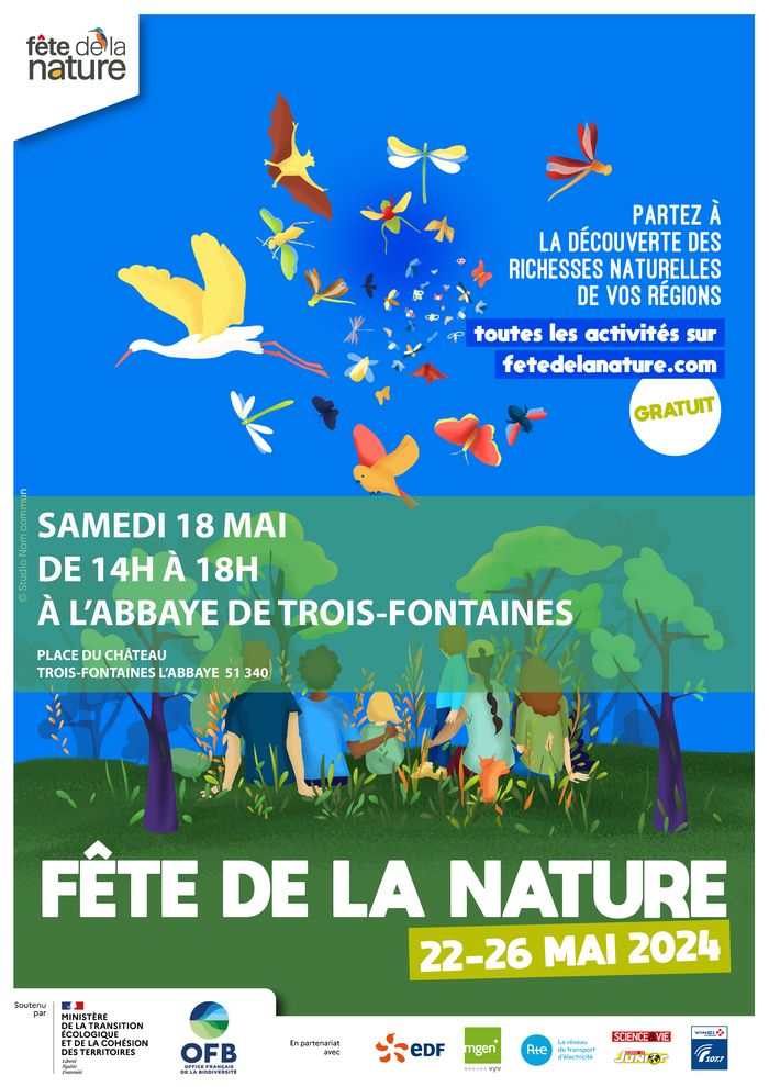 Fête de la Nature le Samedi 18 mai 2024 de 14h à 18h à l’abbaye de Trois-Fontaines. Entrée gratuite.