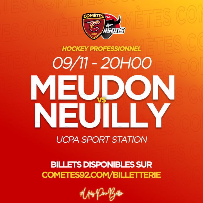 Les Comètes défient Neuilly-sur-Marne dans un affrontement 100% local. Un derby francilien qui promet du spectacle sur la glace ! Venez encourager Meudon ! 🏒