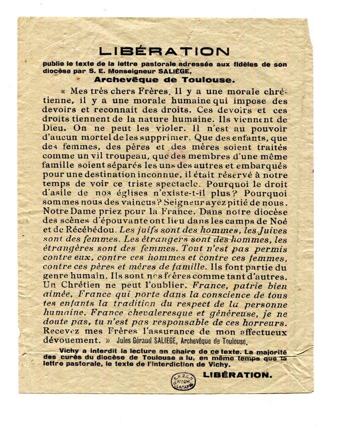 Les grandes rafles de l’été 1942, les déportations et le rôle des Églises face à la Shoah.