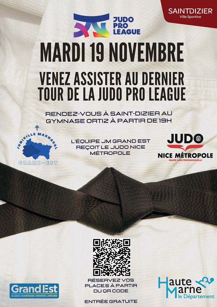 Assistez au dernier tour de la Judo Pro League à Saint-Dizier, opposant l’équipe JM Grand Est et Judo Nice Métropole, le mardi 19 novembre dès 19h.