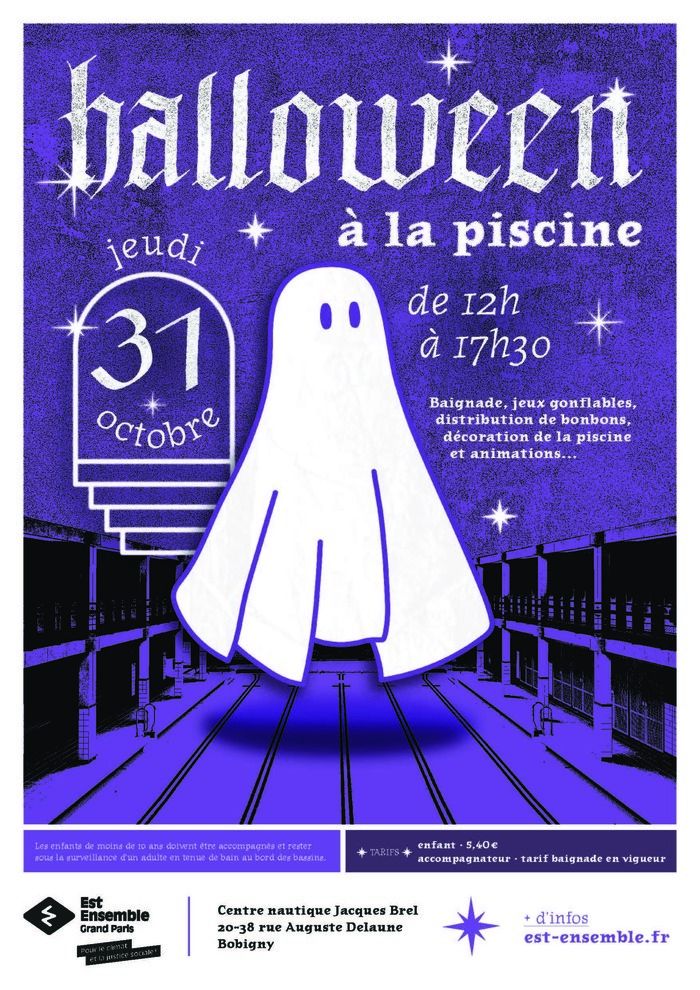 Venez fêter Halloween en famille ou entre amis à la piscine Jacques Brel pour une après-midi pleine de frissons et de fun!