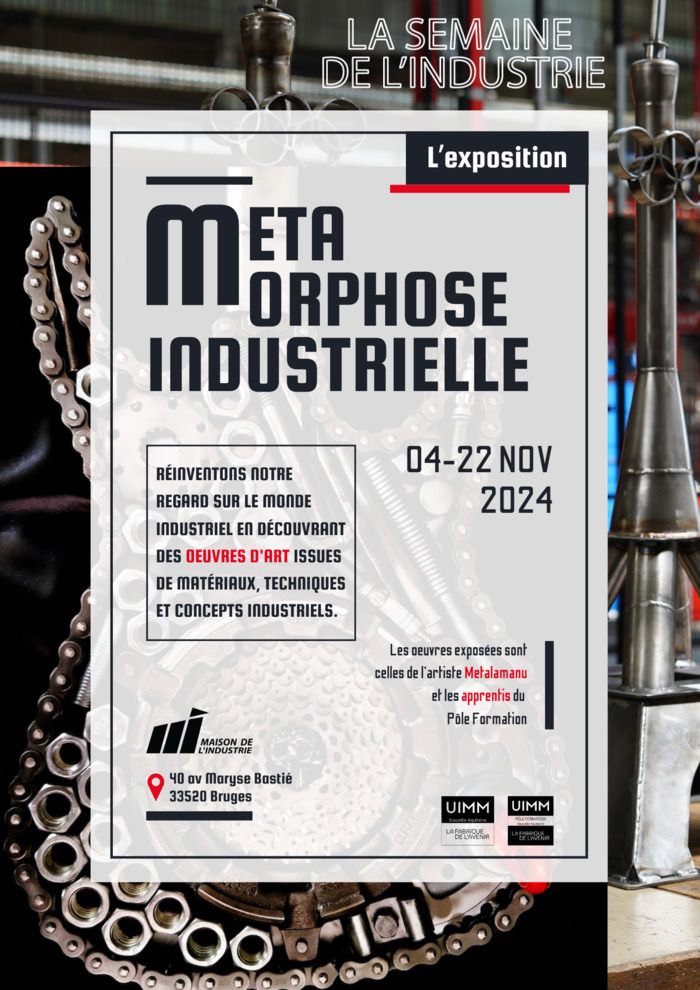 L’exposition « Méta Morphoses Industrielles » permet de réinventer notre regard sur le monde industriel en présentant des œuvres d’art issues de matériaux, techniques et concepts industriels.