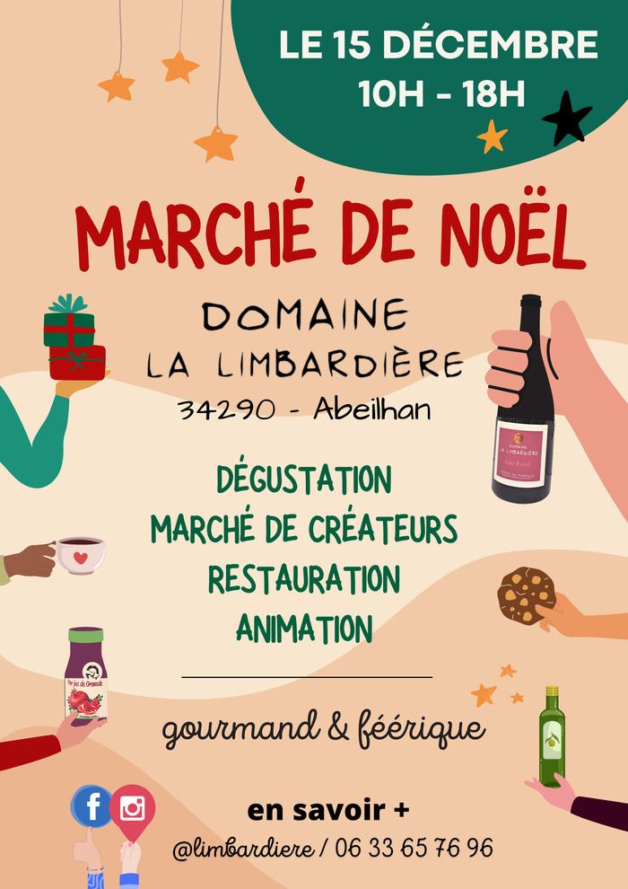 C'est avec joie, fierté, impatience, excitation, que nous vous annonçons la 1ère édition de notre marché de Noël le dimanche 15 décembre au Domaine la Limbardière situé à Abeilhan de 10h à 18h.