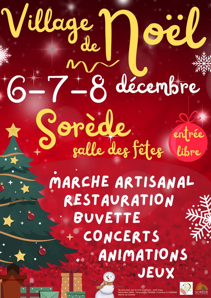 1er Village de Noël à Sorède du 6 au 8 décembre 2024 avec de nombreuses animations pour toute la famille, marché artisanale, restauration e buvette sur place.