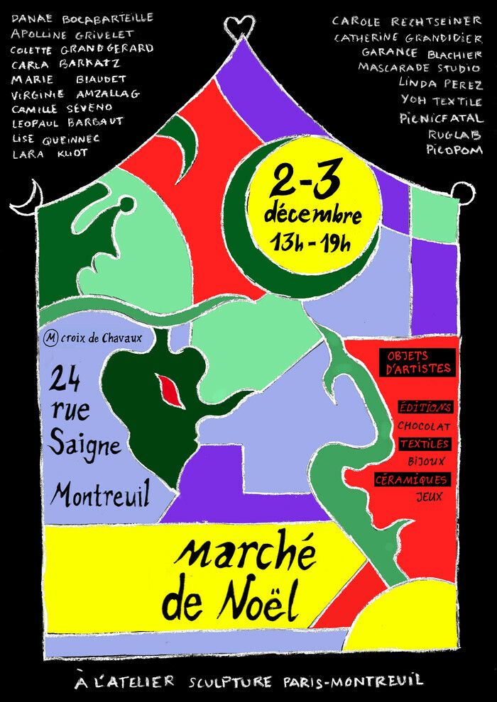 24 créatrices et créateurs vous proposerons des bijoux, des céramiques, des luminaires, des jeux, du chocolat, des vêtements fait mains et teint avec des végétaux et du vin chaud pour vous réchauffer.