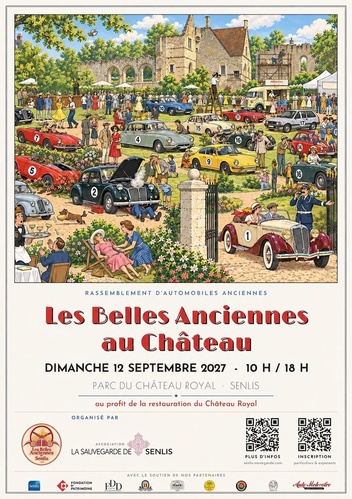 Balade en véhicule ancien puis exposition dans le parc du château royal au profit de sa restauration