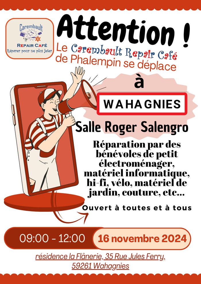 Le 16 novembre 2024, un repair café est organisé à Wahagnies