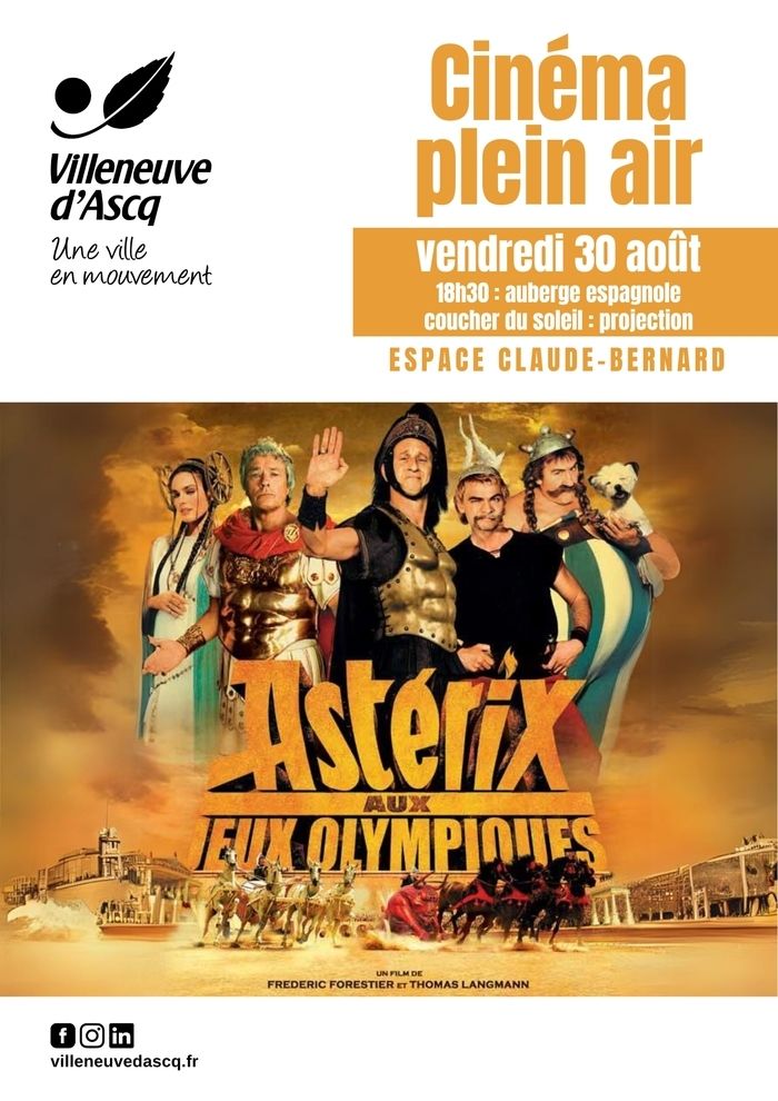 Friday 30 August 2024 at Espace Claude-Bernard, open-air screening of the film "Asterix at the Olympic Games"