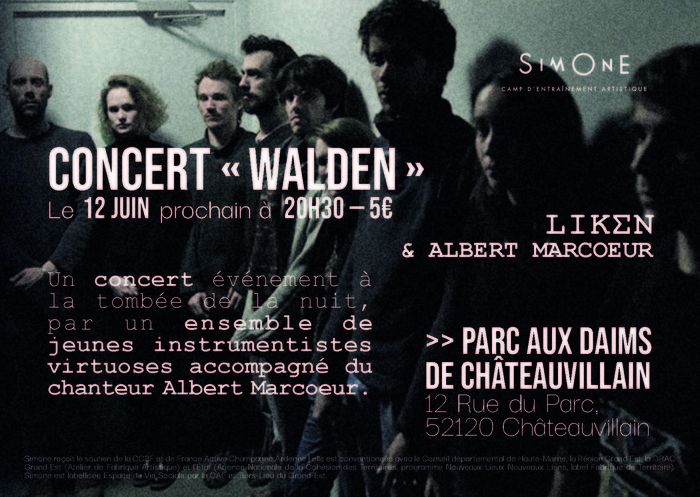 Un concert événement exceptionnel dans le Parc aux Daims à Châteauvillain, à la tombée de la nuit, par un ensemble de jeunes instrumentistes virtuoses  accompagné du chanteur Albert Marcoeur.