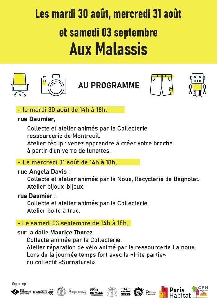 Collecte d'objets et ateliers créatifs de réemploi  - Quartier Malassis - Bagnolet