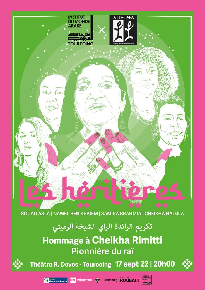 Quatre chanteuses se réunissent ici pour rendre hommage à Cheikha Rimitti, pionnière du raï trab, en déclarant fièrement leur titre d’« héritières ».